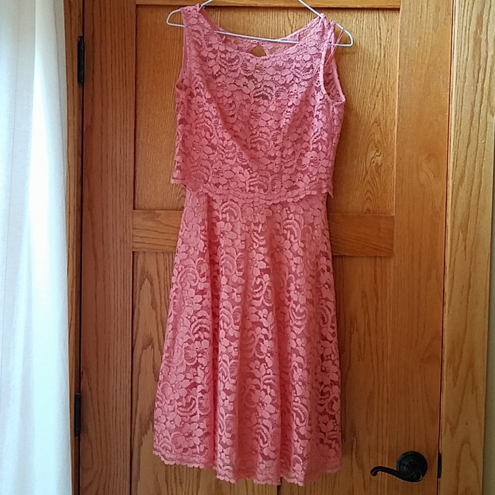 Coral lace dress